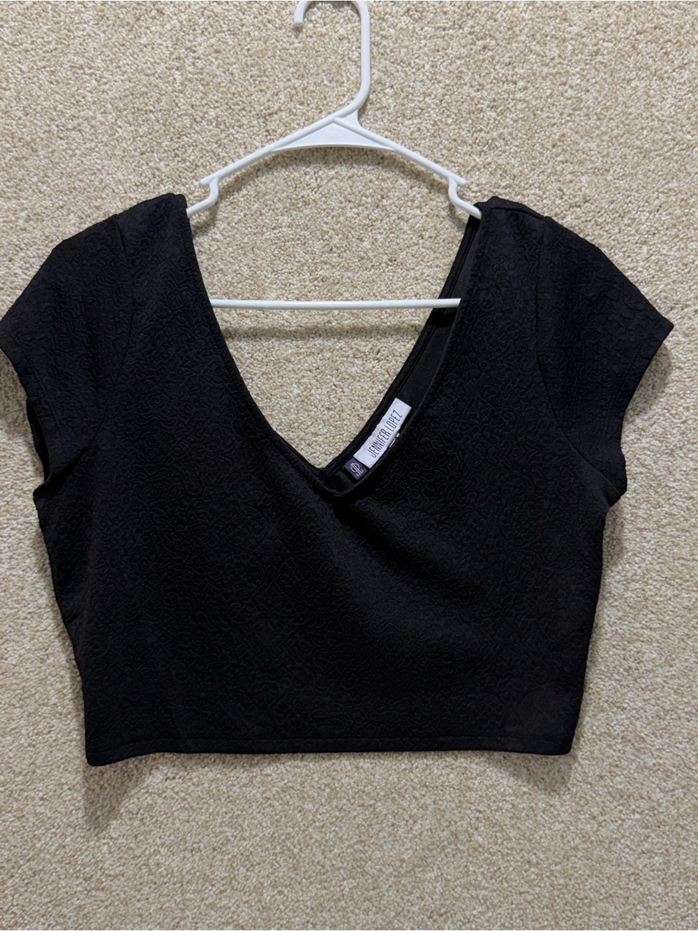 Black textured crop top grunge goth punk going out club top minimalist large